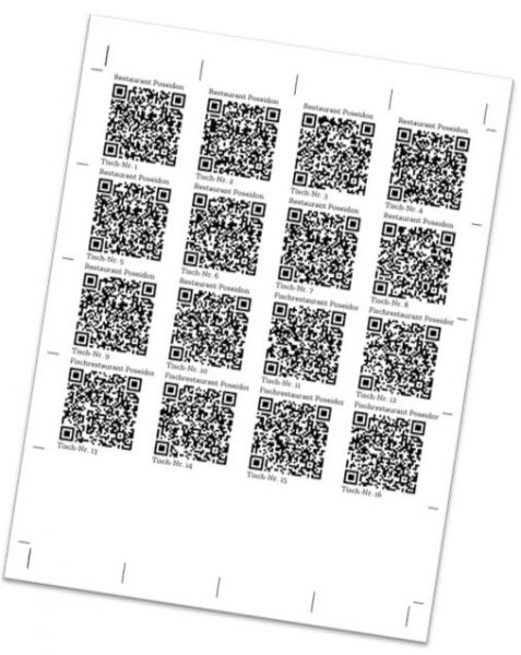 Druckbogen mit QR-Codes